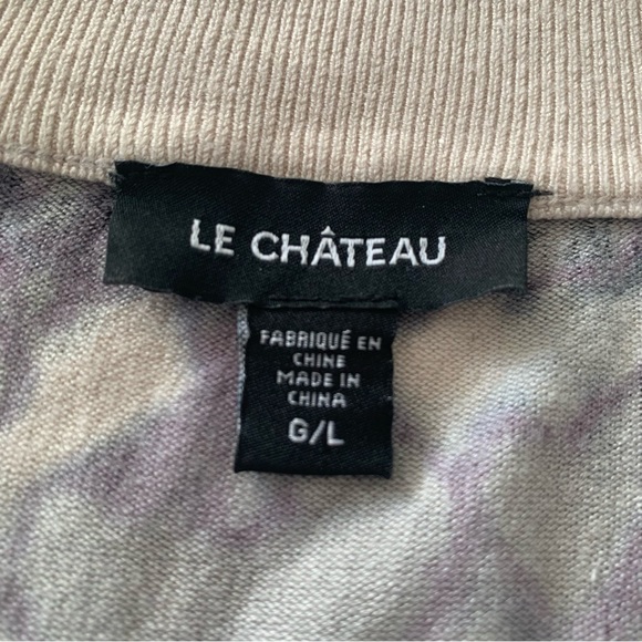 Le Chateau Cold Shoulder Leopard Print Sweater L - Picture 3 of 6